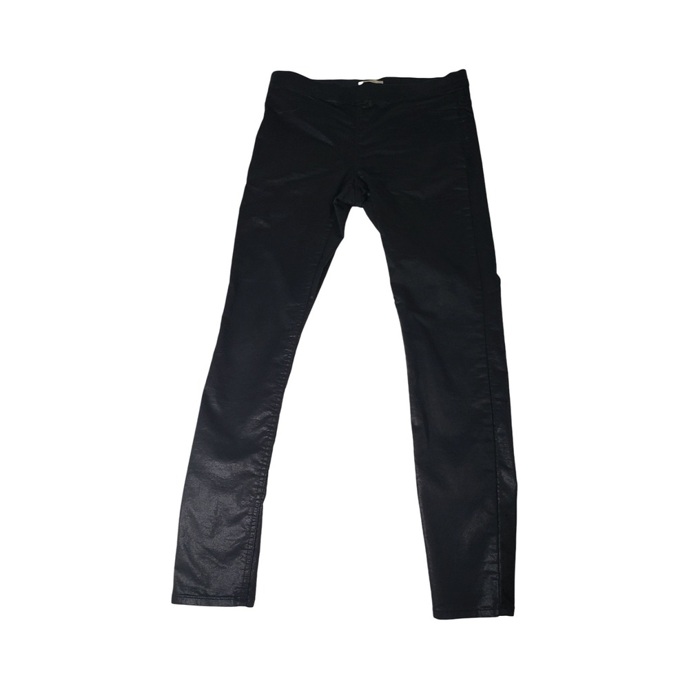 H&M Womens Black Coated Skinny Pants Faux Leather Look Mid Rise Size 10